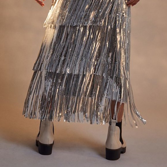 anthropologie Maeve Tatiana Sequined Fringe skirt - Picture 6 of 6